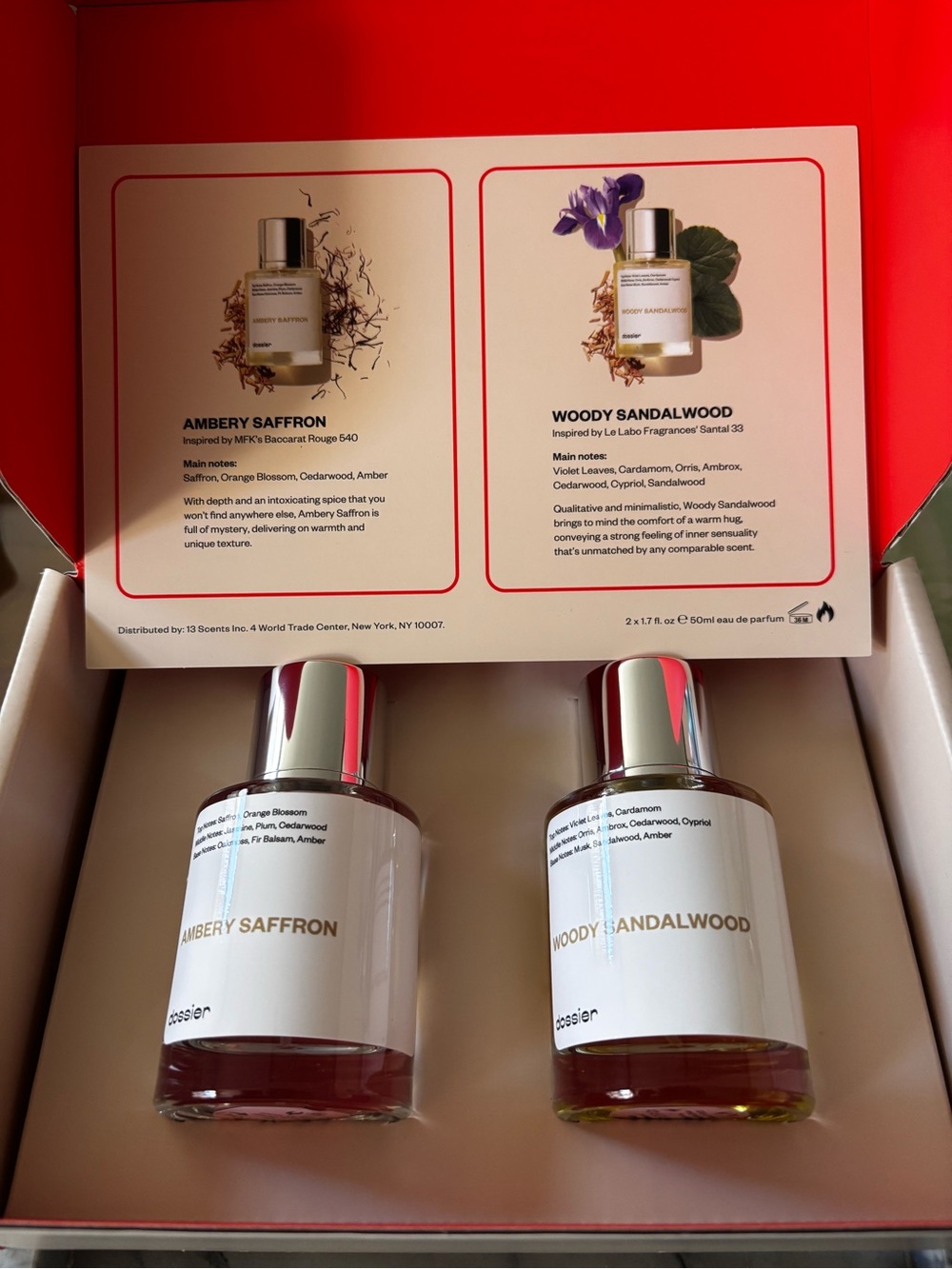 Ambery Saffron & Woody Sandalwood Better Together Fragrance Set by Dossier